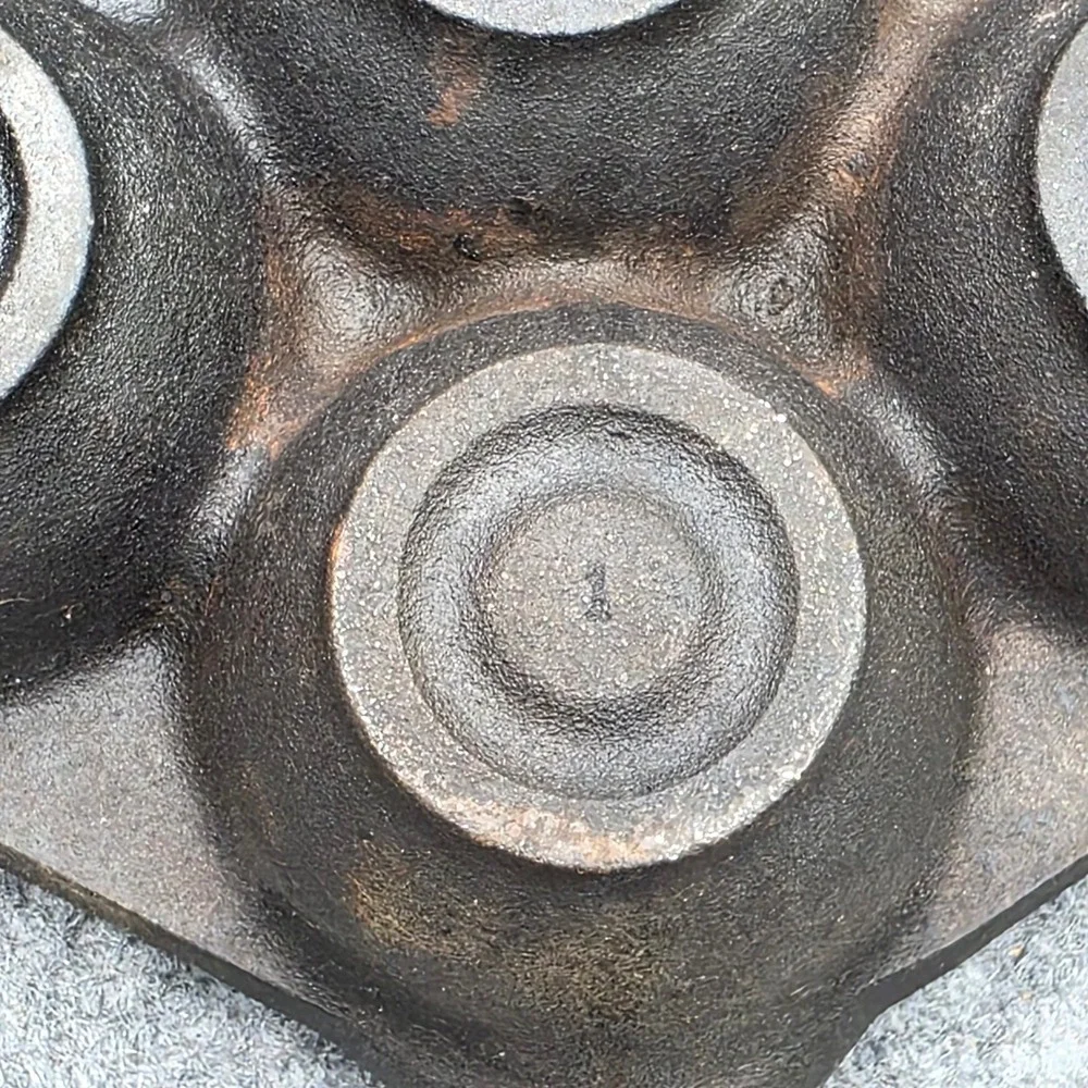 Vintage Cast Iron Aebleskiver Pan 7 Hole Hexagon Made in USA Danish Pancake Puff